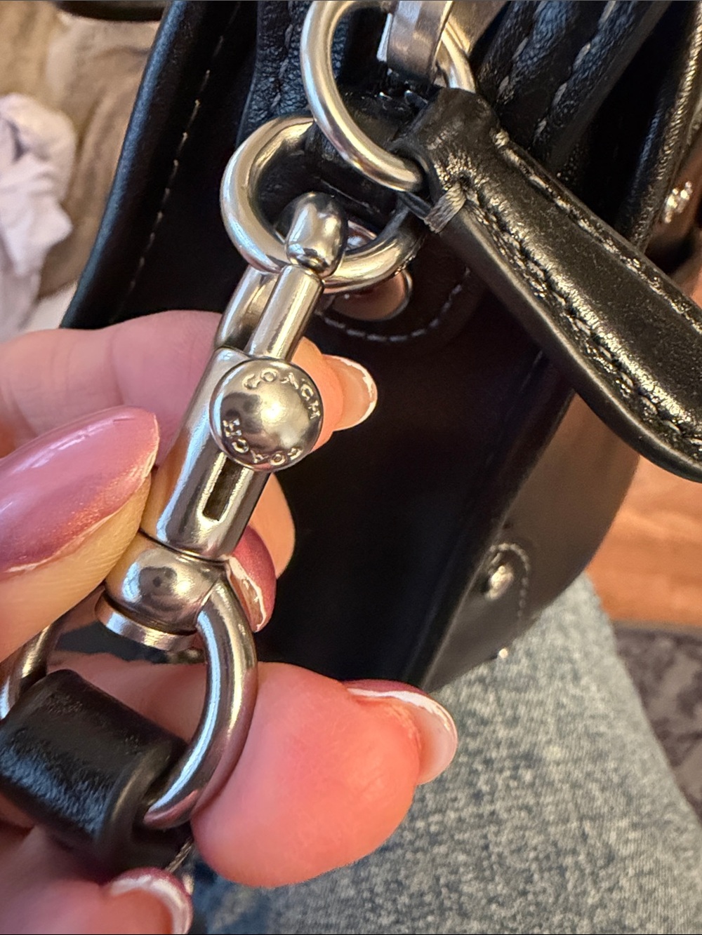 Coach Rhyder Satchel Bag 24 Glazed Leather Black Silver - Picture 9 of 14